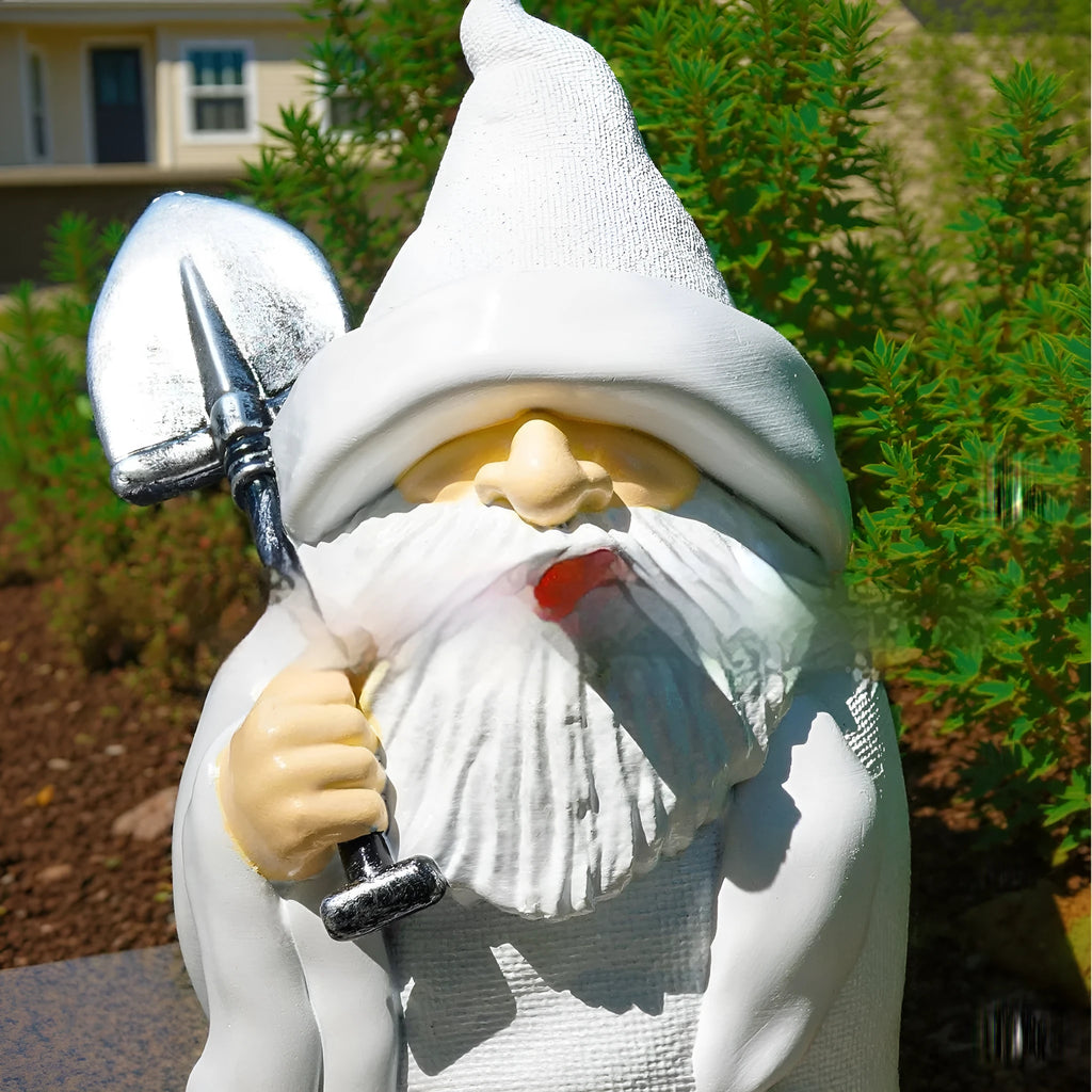Christmas garden smoking shovel dwarf resin ornament for festive outdoor decoration