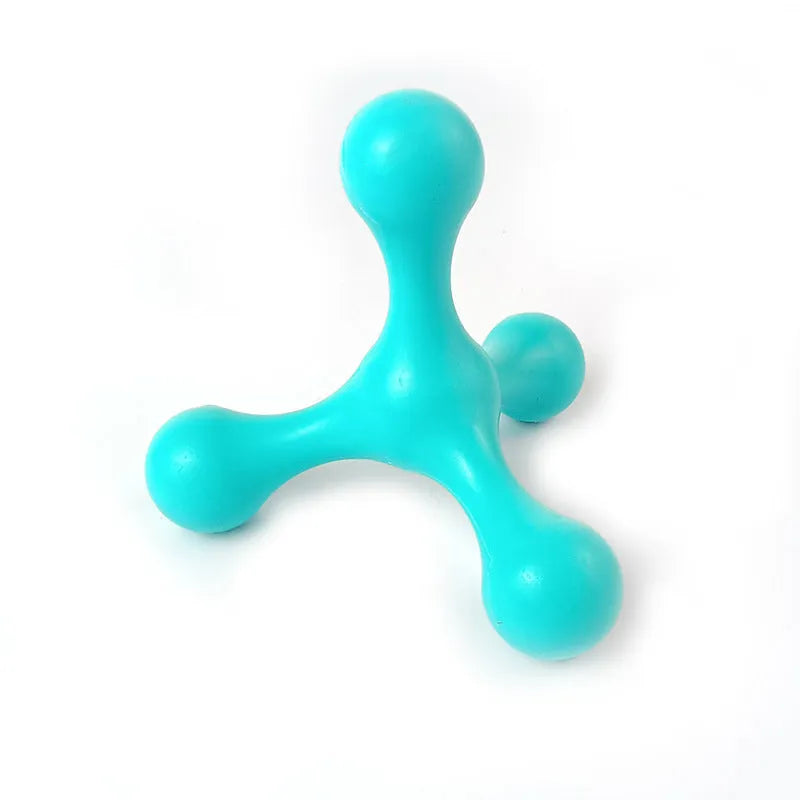 Blue silicone chew bone for dogs with three legs, measuring 9.5cm
