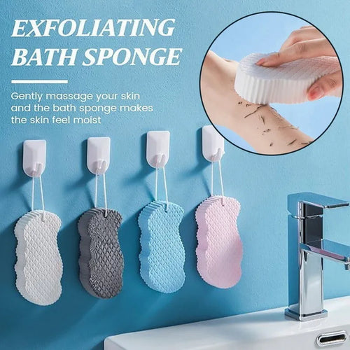 3D fish scale pattern bath sponge ball in multiple colour options for gentle exfoliation