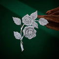 Micro inlaid zircon rose brooch silver-tone floral lapel pin with sparkling stones Style1 and Style2 options