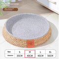 Rattan woven cat nest pet bed available in four sizes S, M, L, and XL.