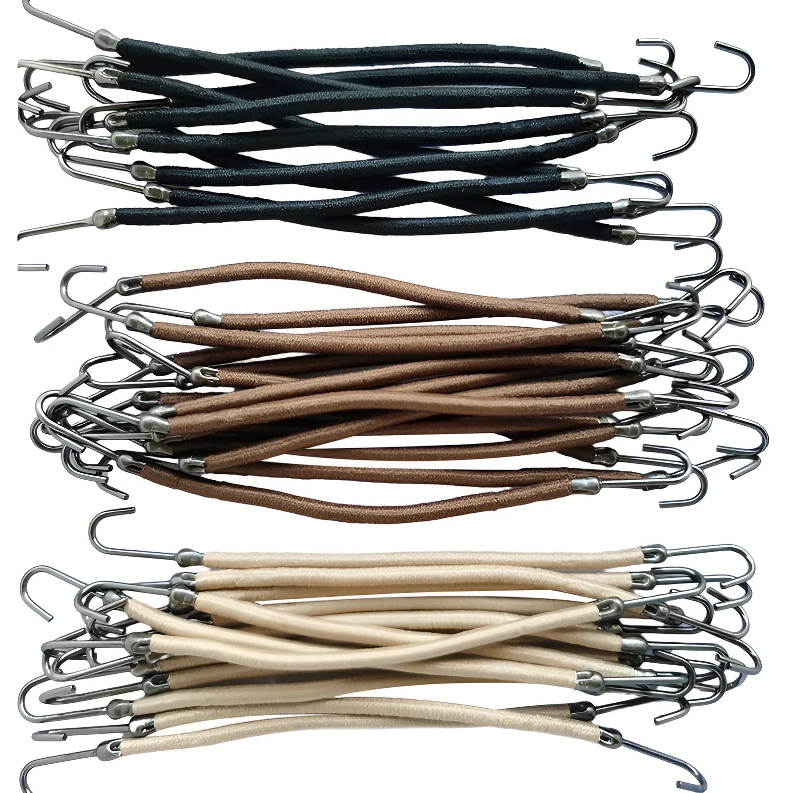 Double hook hair tool for wig making in black, dark brown, and light brown colours with hair hook accessory