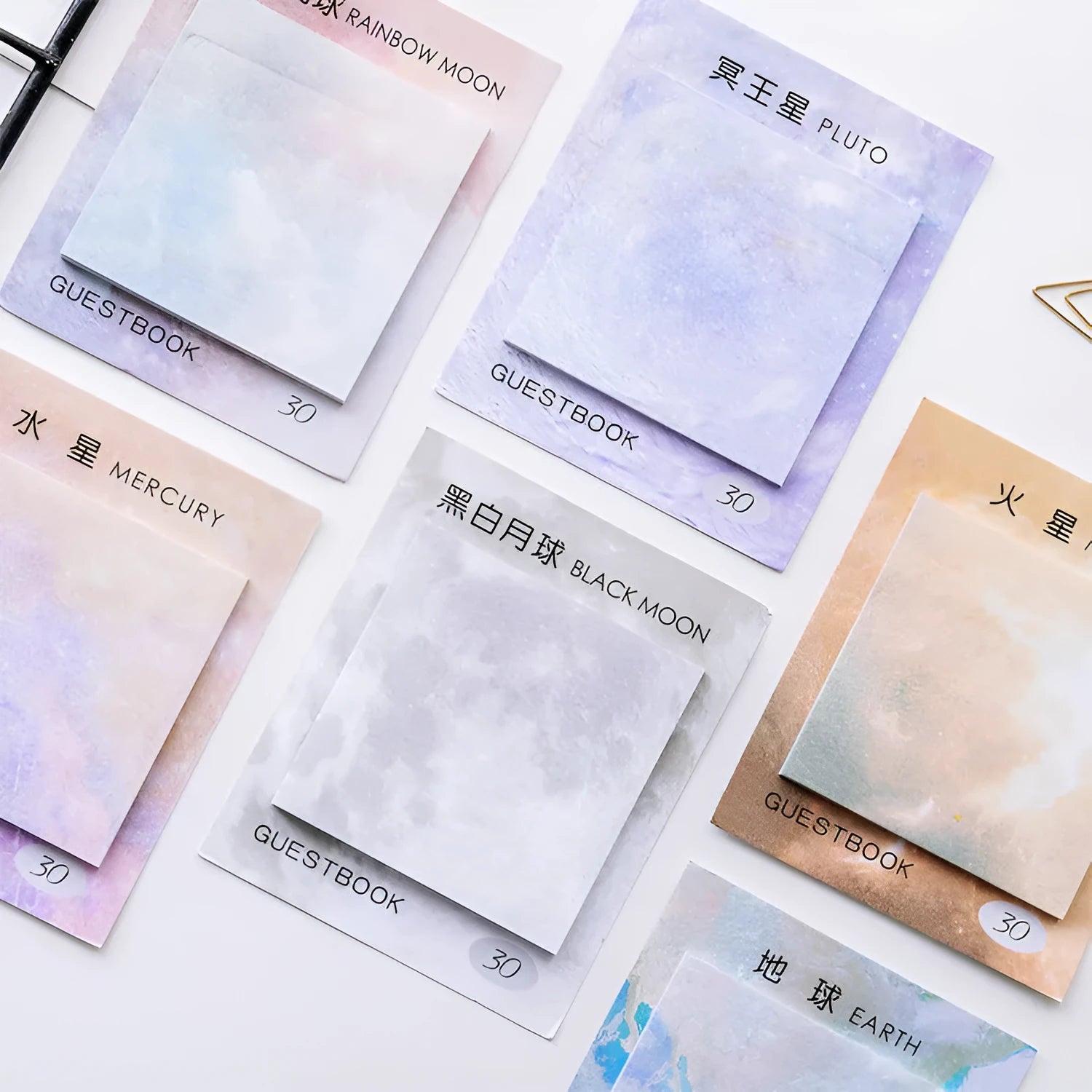 Square planet sticky notes notepad with oil painting artwork of celestial bodies