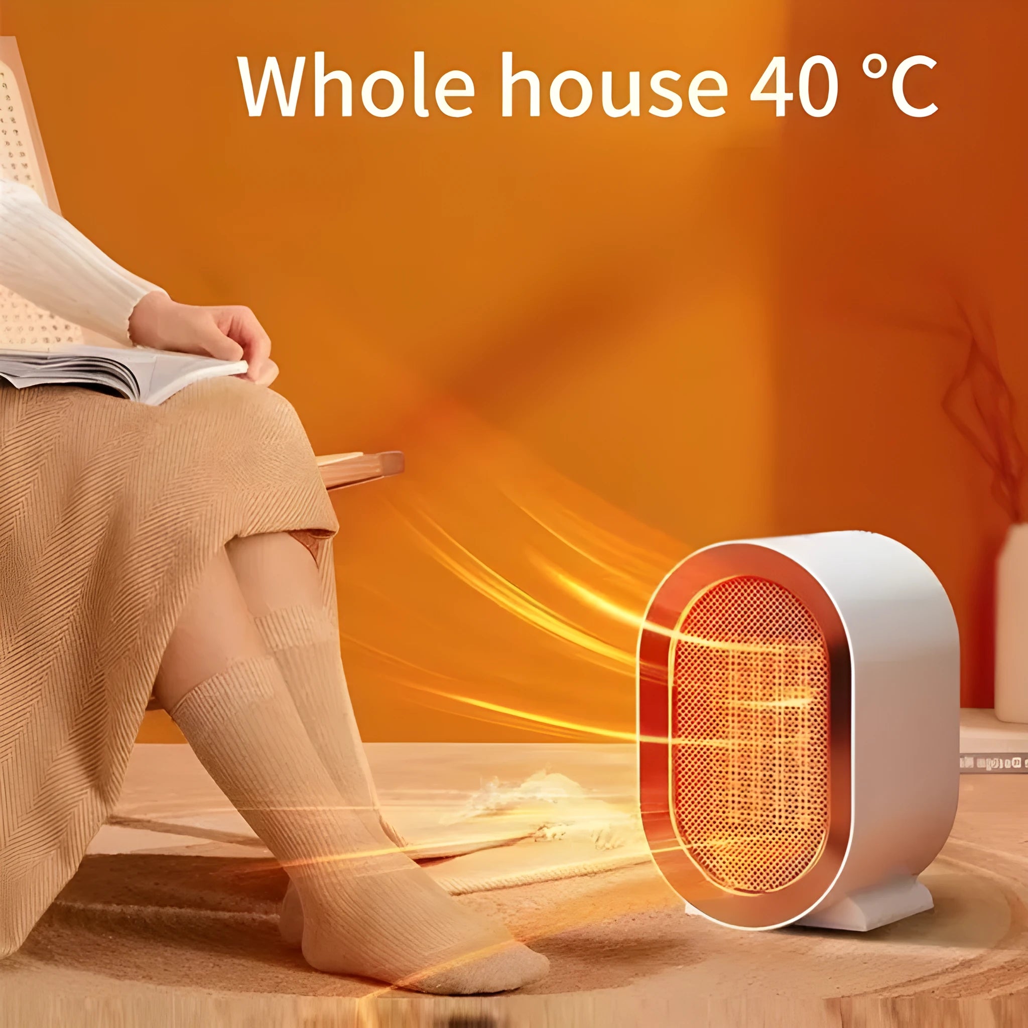 Desktop portable electric fan heater with ceramic heating element in choice of colours