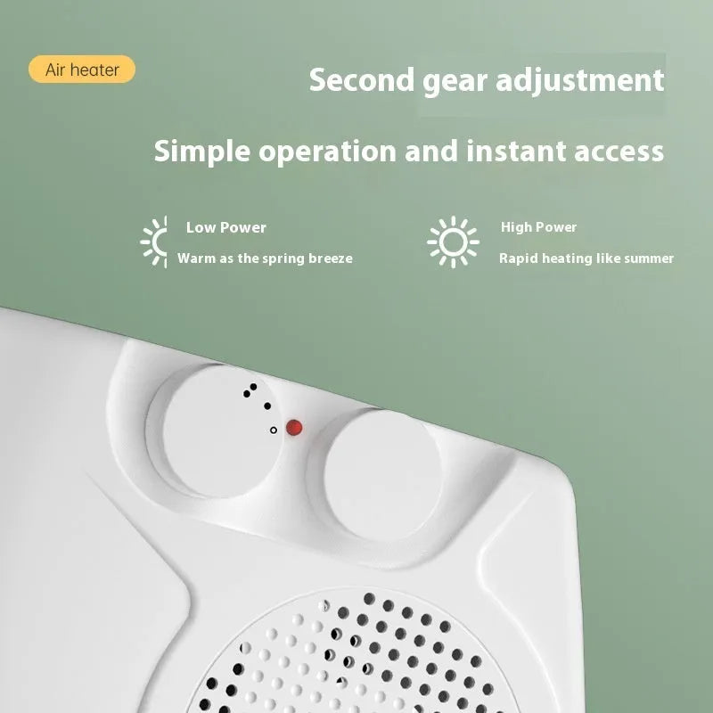 White vertical ceramic electric heater with compact design for desktop use