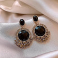 Pair of round retro earrings in electroplated zinc alloy, red colour J-151