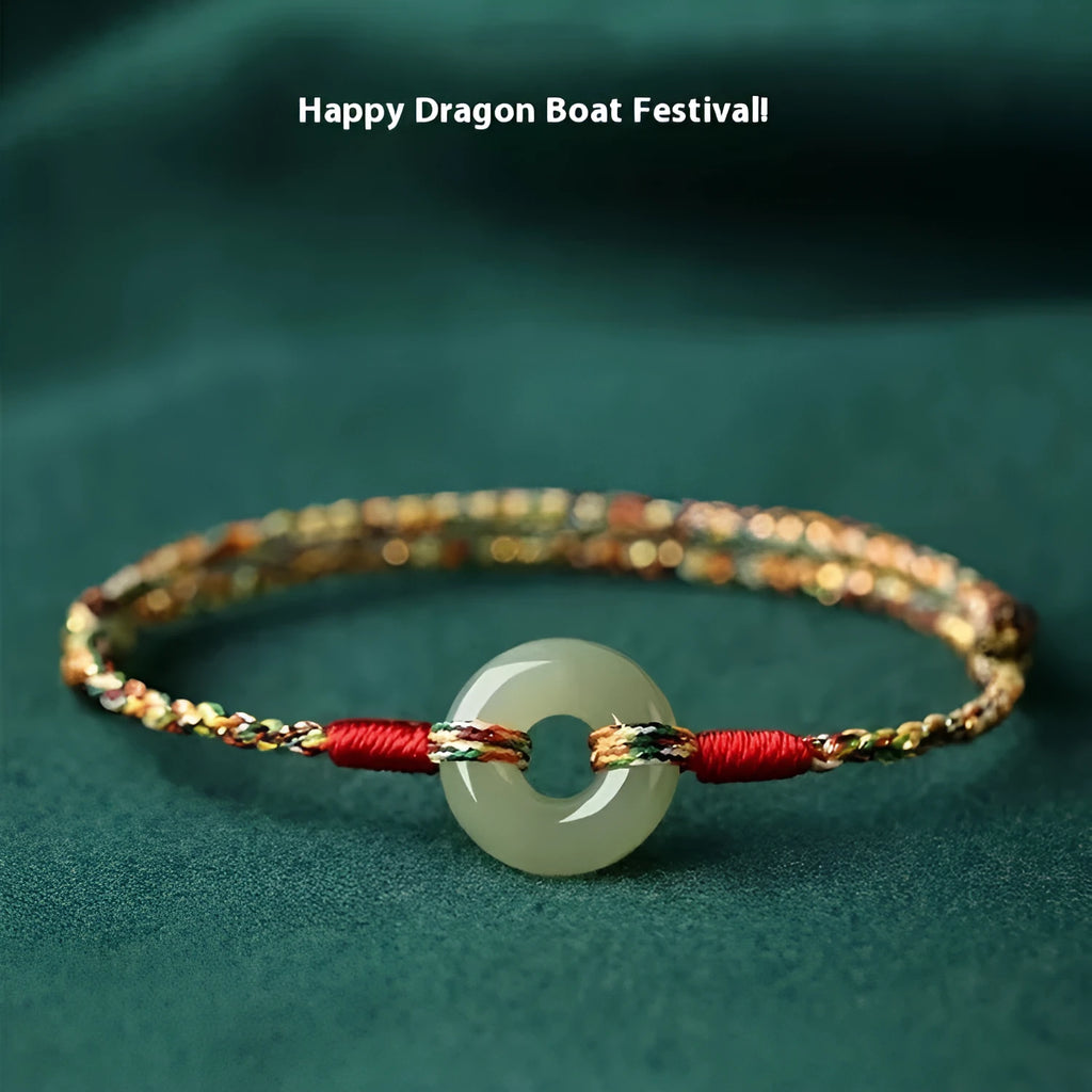 Handmade colourful braided rope bracelet with peace buckle closure, natural style unisex accessory