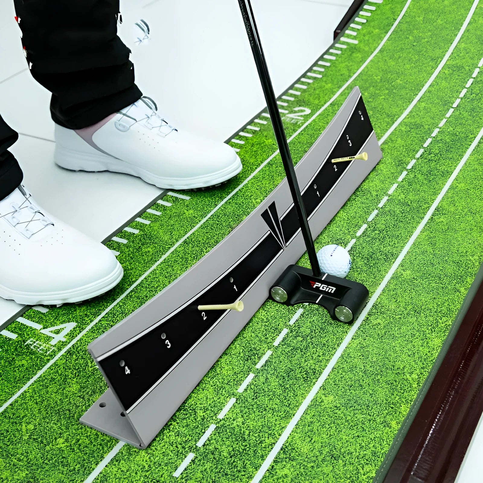 Adjustable golf putter trajectory balance simulator with PVC construction for indoor putting practice