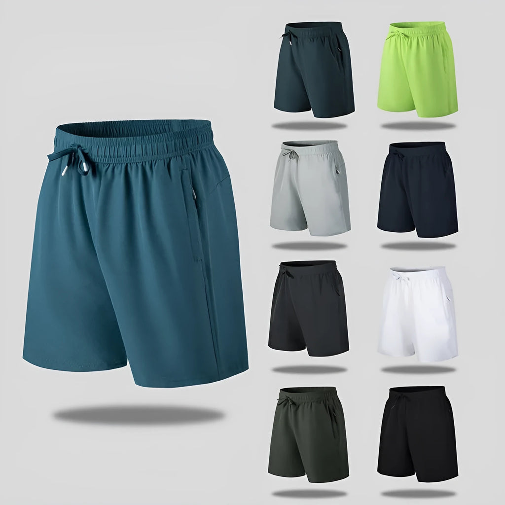 Men's loose fit quick-drying beach shorts in polyester ice silk fabric available in multiple colours