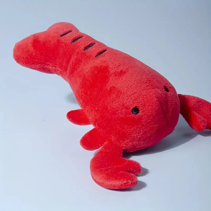 Red lobster crab shaped squeaky stuffed chew toy for small and medium sized dogs