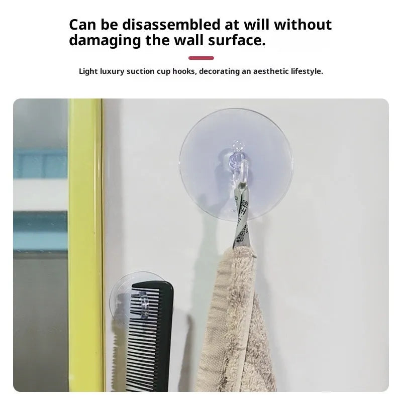PVC suction disc with hook on glass surface, diameter 2-6cm, modern simple design, key ring variant included