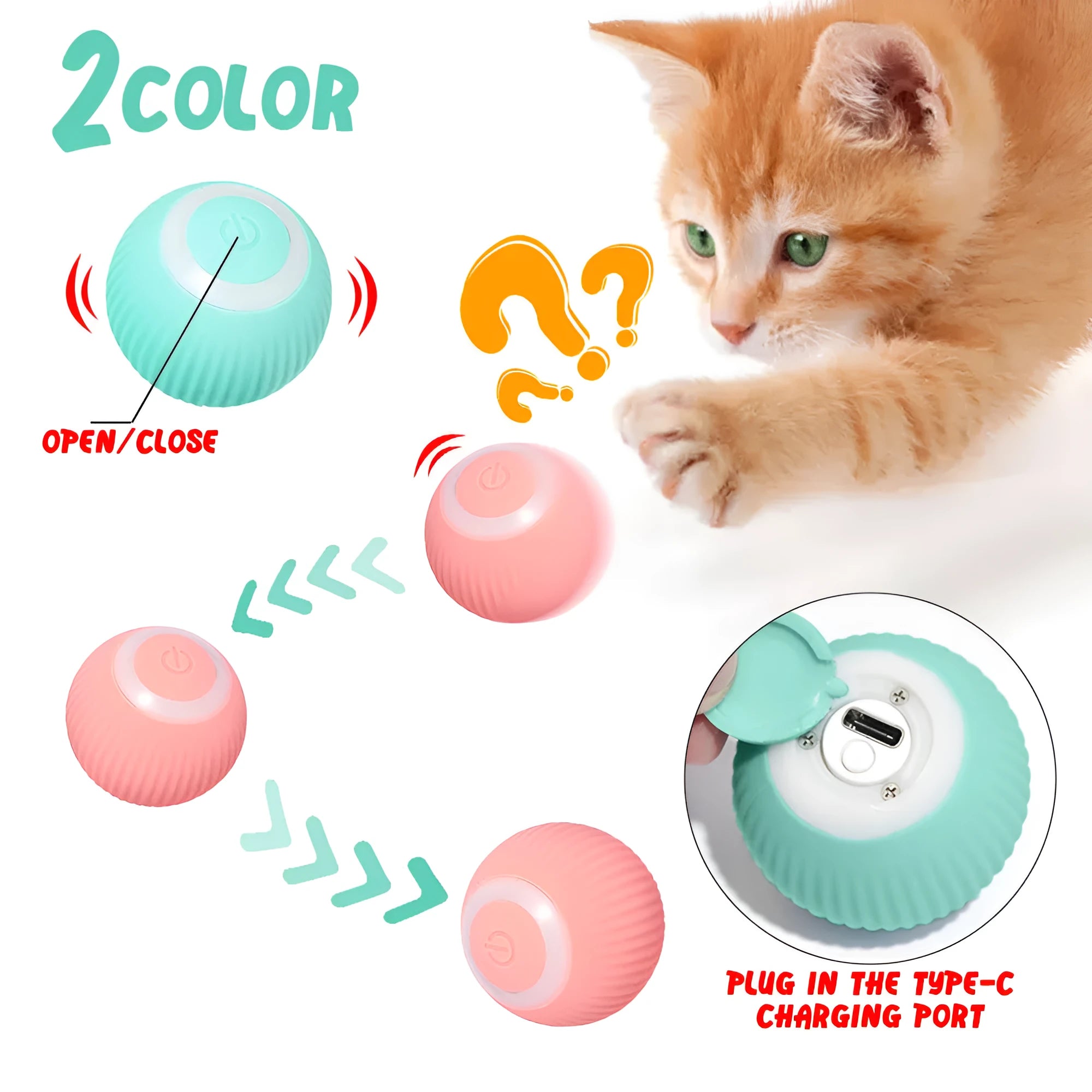 Small green plastic interactive rolling ball toy for cats with intelligent obstacle avoidance technology