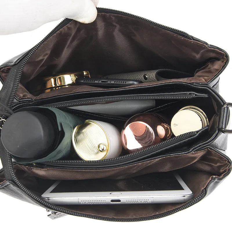 Soft PU leather shoulder messenger bag for women, urban simplicity style, multiple colours including black and yellow