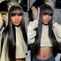 Natural colour human hair wig with lace front construction showing realistic hairline