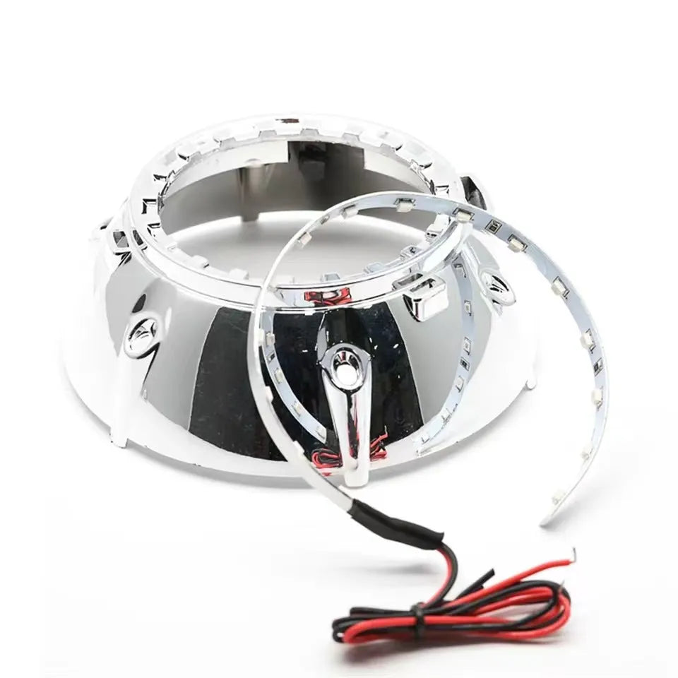 25-inch LED headlight 76mm round aviation aluminium alloy IP55 for cars in white colour.