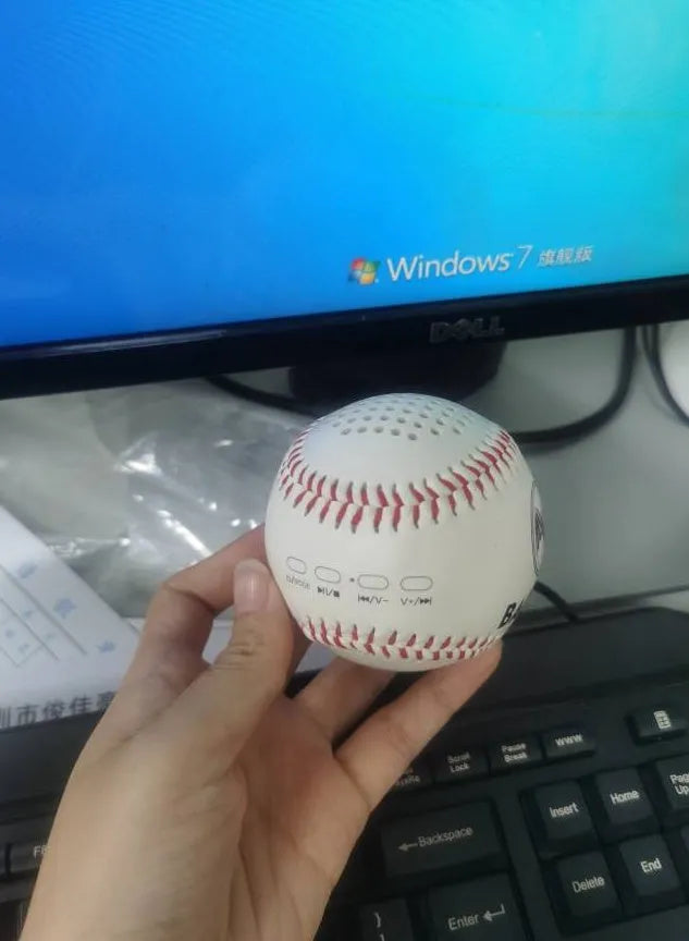 Baseball-themed portable Bluetooth speaker in green, orange, or white colour