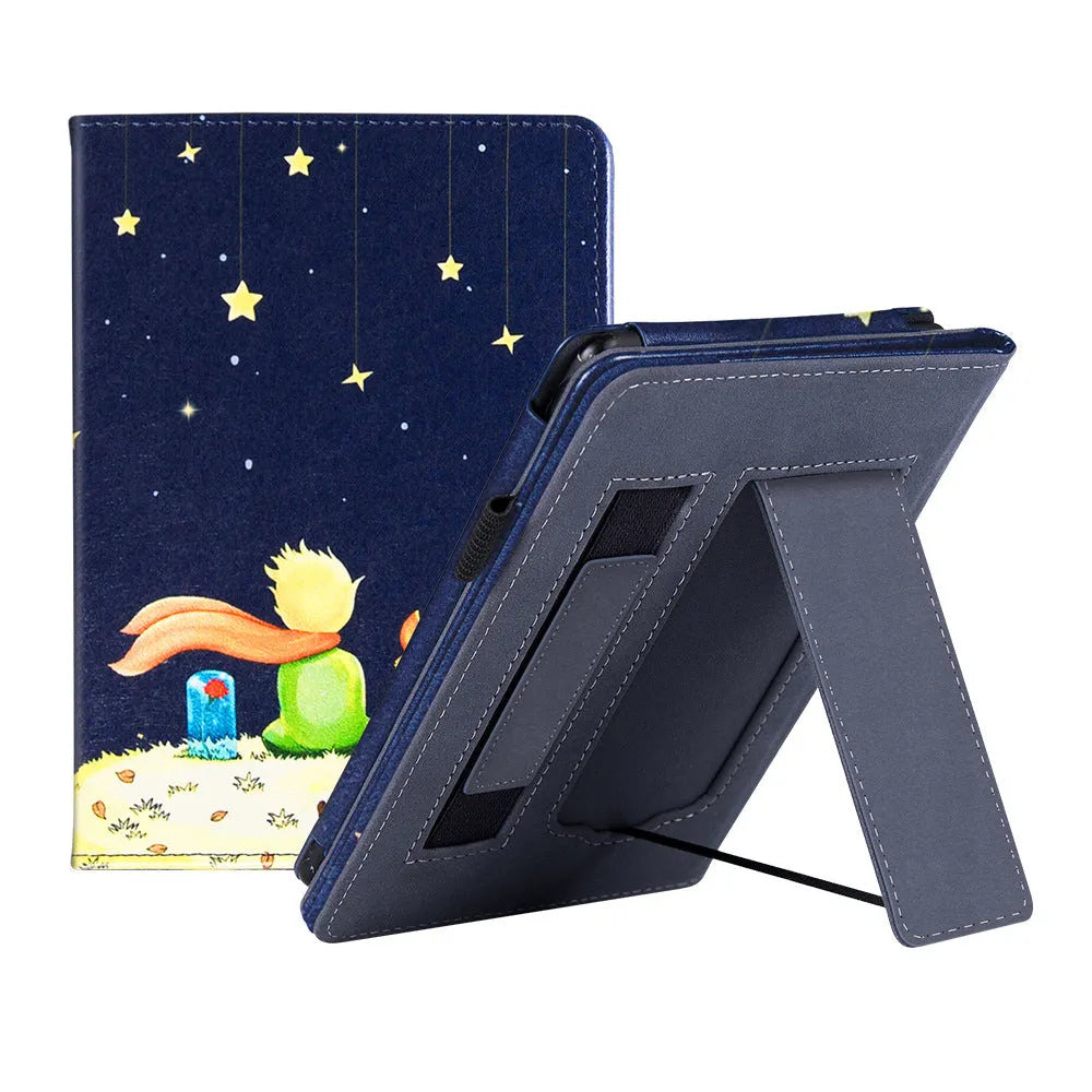 Kindle Paperwhite leather case with integrated wrist strap in a choice of colours including black calfskin.