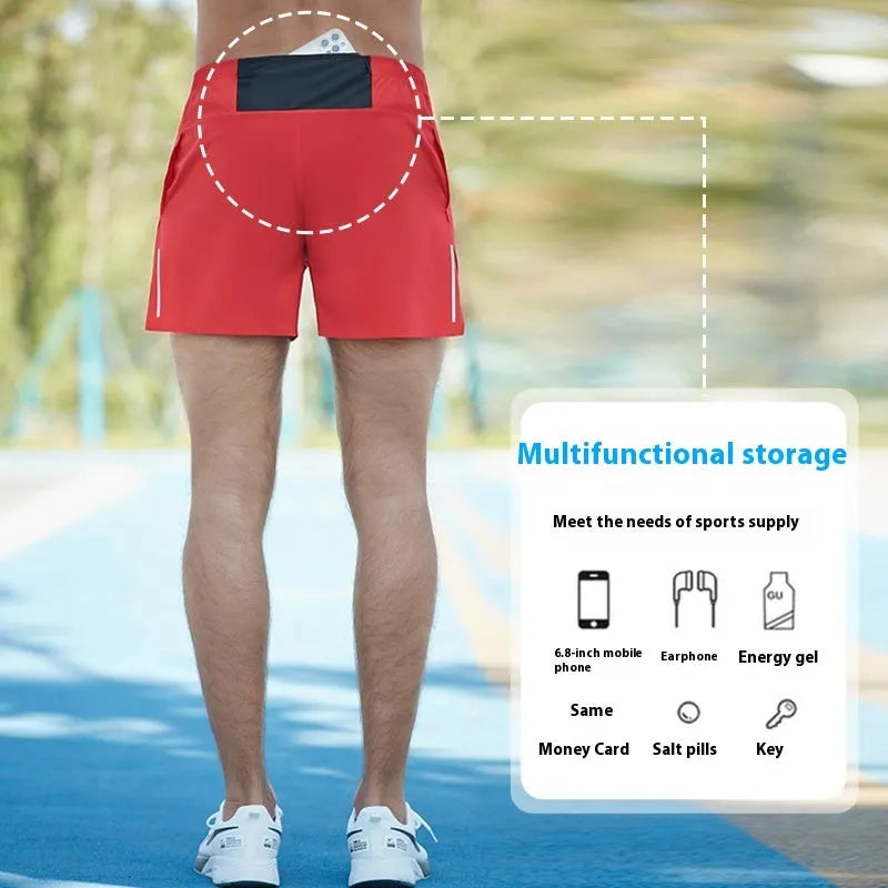Men's loose-fit high-waist off-road running shorts in quick-dry fabric