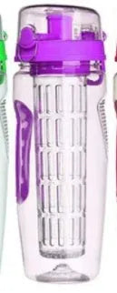 32oz BPA-free Tritan fruit infuser water bottle with removable fruit cup in assorted colours