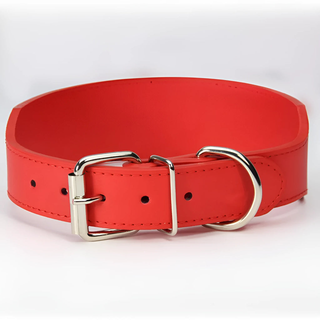 Fish pattern leather anti-break dog collar in red, blue, black, pink or brown with adjustable sizing