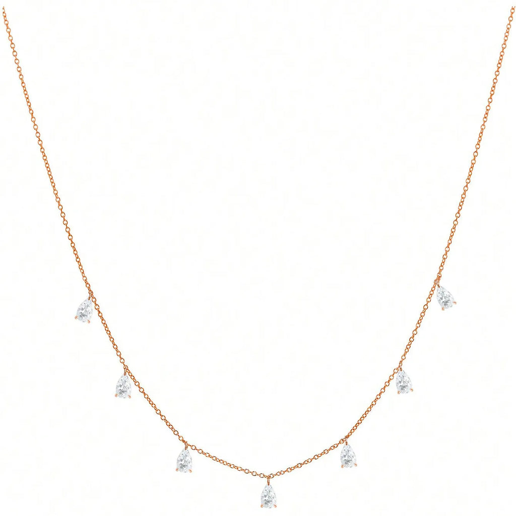 925 sterling silver necklace with triangular drop-shaped artificial zircon pendant on adjustable O-chain