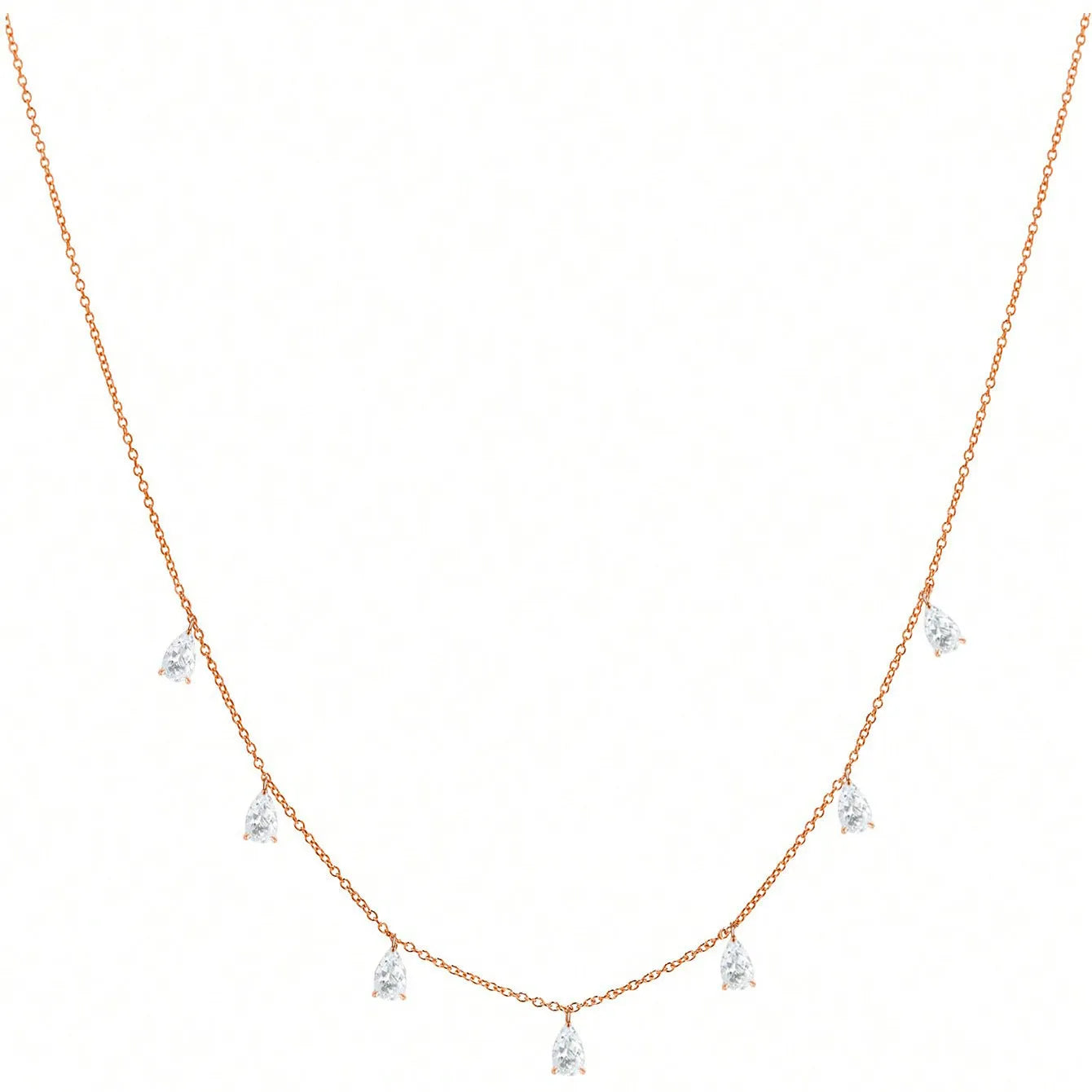 925 sterling silver necklace with triangular drop-shaped artificial zircon pendant on adjustable O-chain