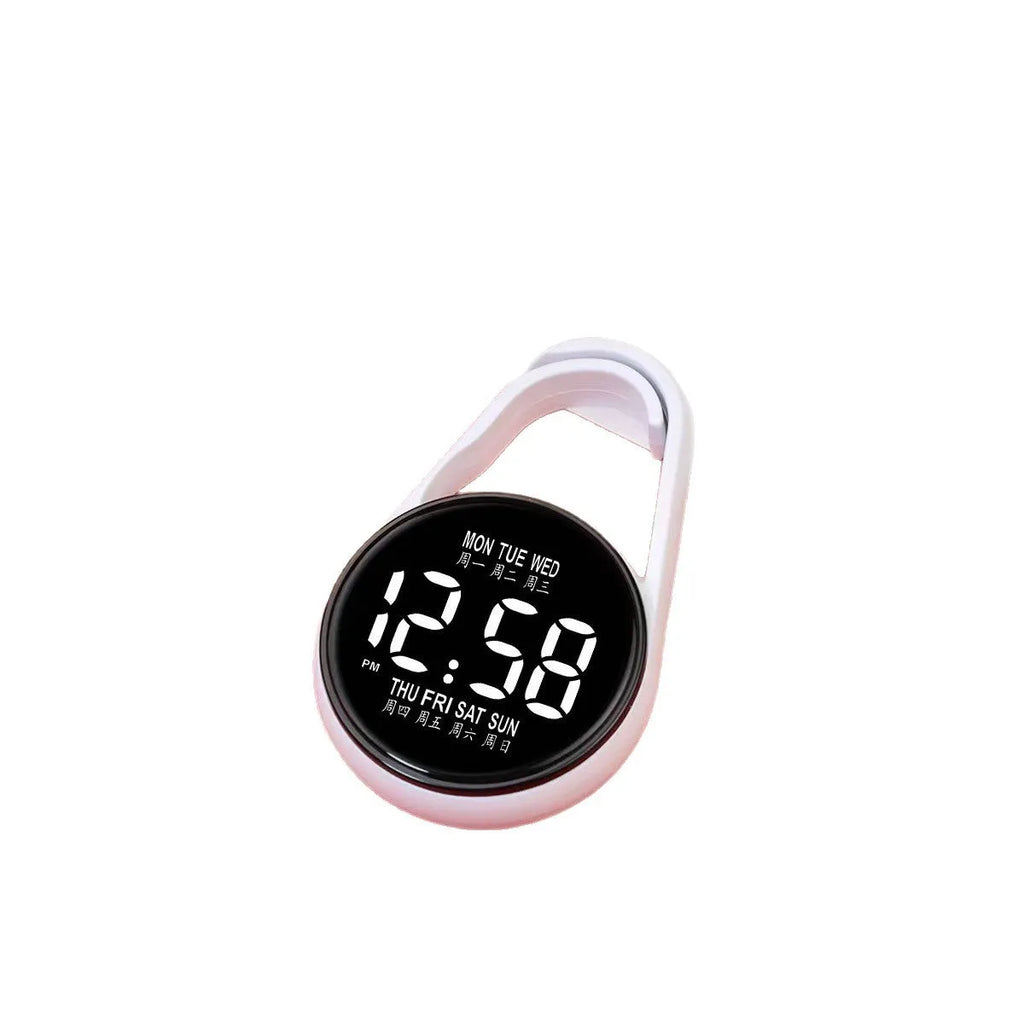 Simple luminous LED digital watch with a plastic strap, shown in one of ten available colours.