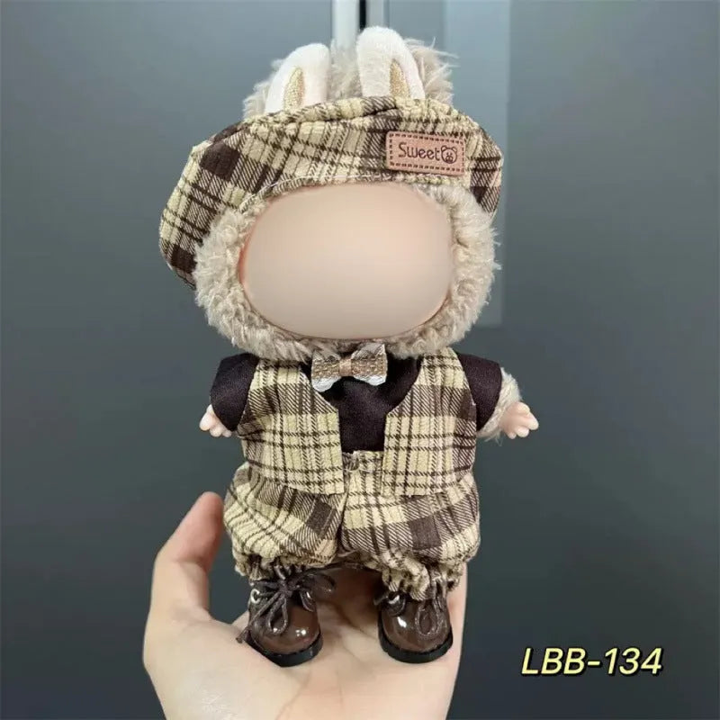 Plastic doll costume for a 17cm tall vinyl figurine on a white background.
