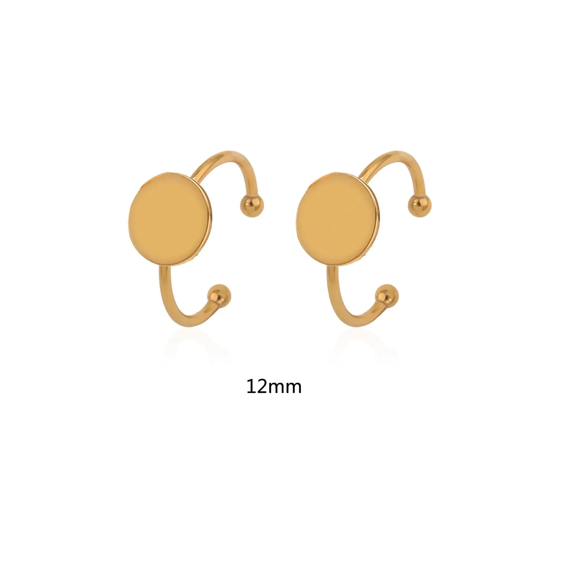 Stainless steel golden electroplated ring settings in multiple shapes including oval, heart, rectangle, round and square
