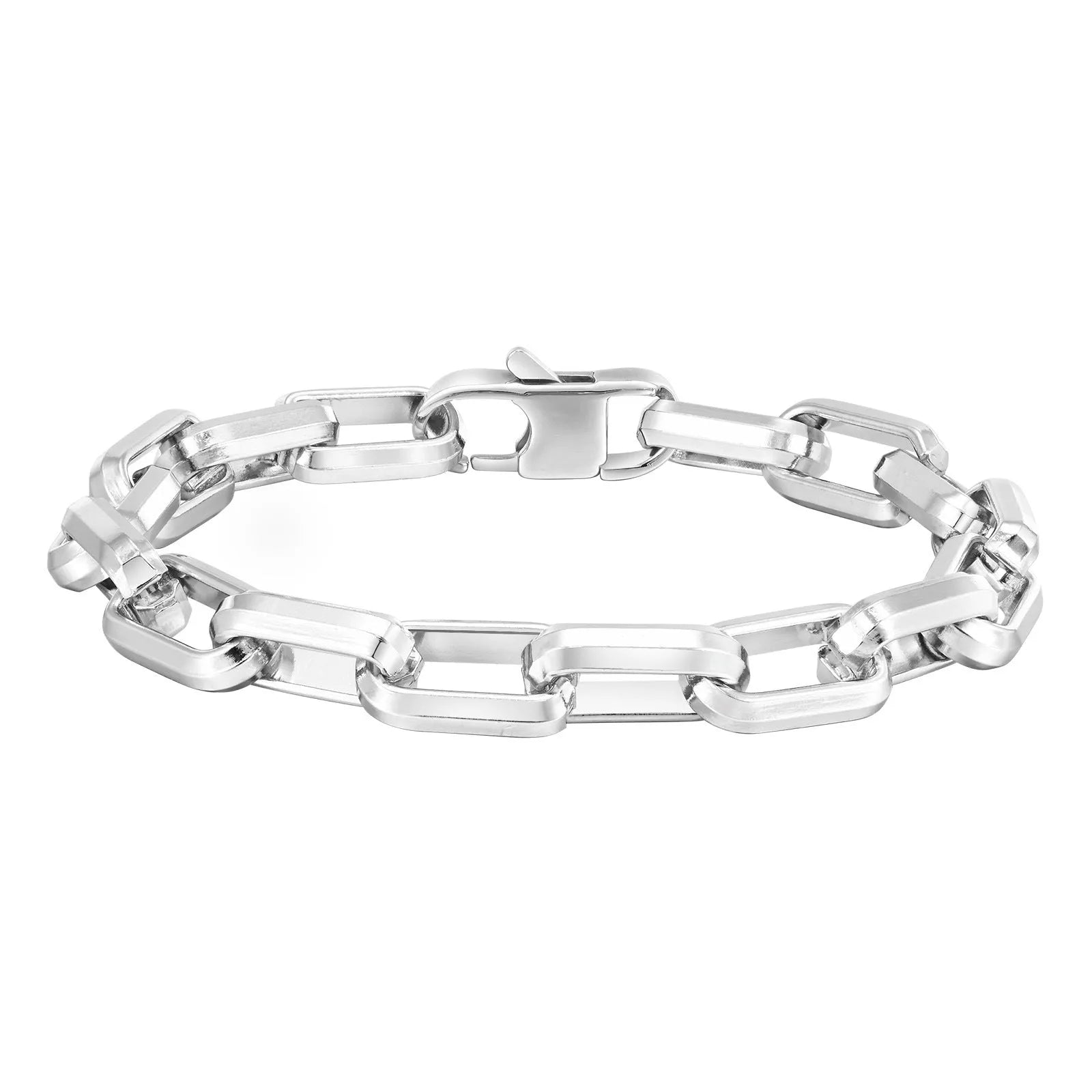 Men's square chain titanium stainless steel bracelet in black, gold, steel, and retro colours.