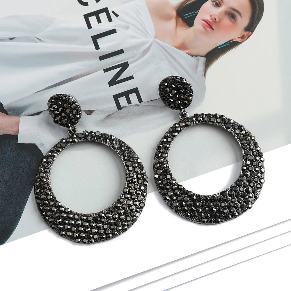 Women's colourful metal earrings with cartoon-style diamond pendants for European fashion