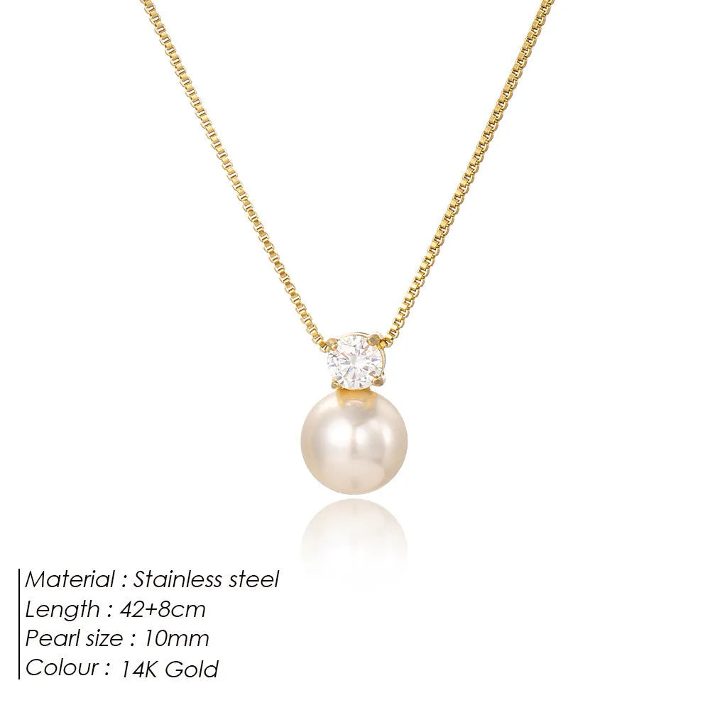St Delan women's pearl zircon necklace in stainless steel with new Chinese style design