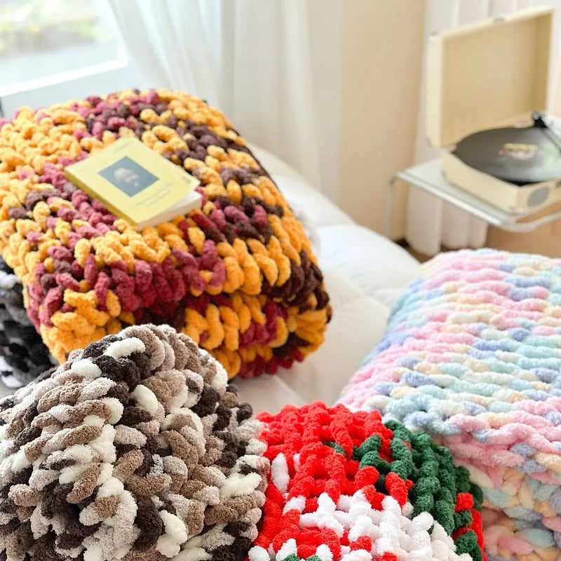 Thick striped chenille winter blanket measuring 130 by 170 centimetres in a choice of four colours.