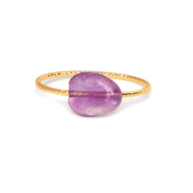 Geometric-shaped agate ring for women in an original design, shown in one of eight colour options.