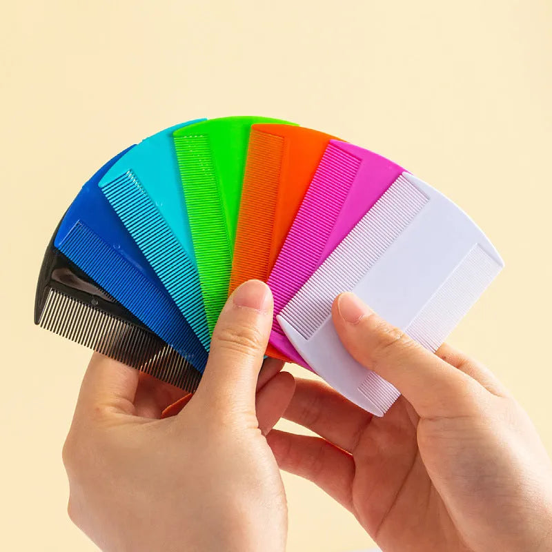 Fine-toothed plastic flea comb for pets and lice removal on humans in multiple colours