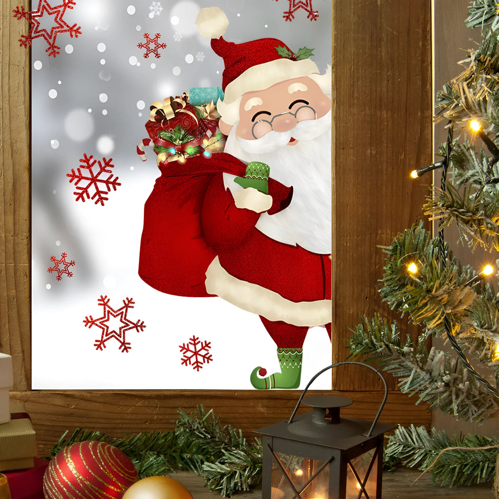 DJ4002 snowflake Santa Claus static wall sticker 27x40cm on glass window