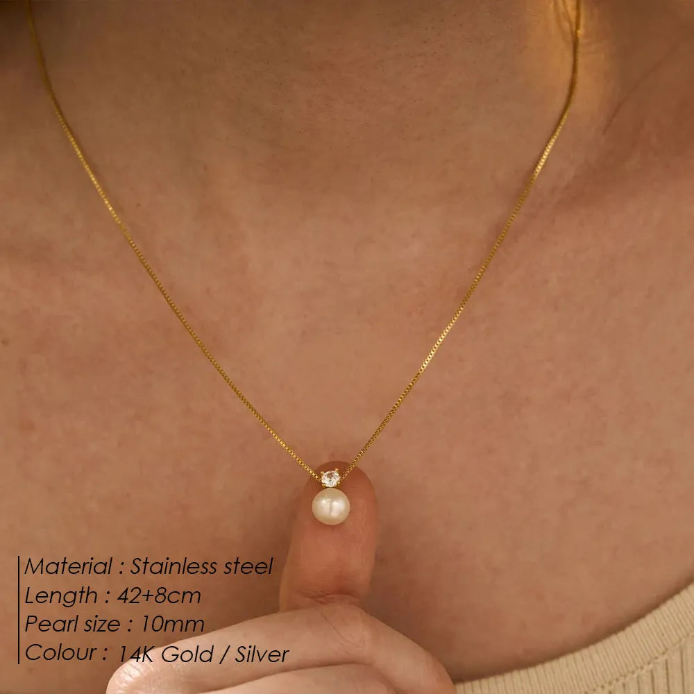 St Delan women's pearl zircon necklace in stainless steel with new Chinese style design