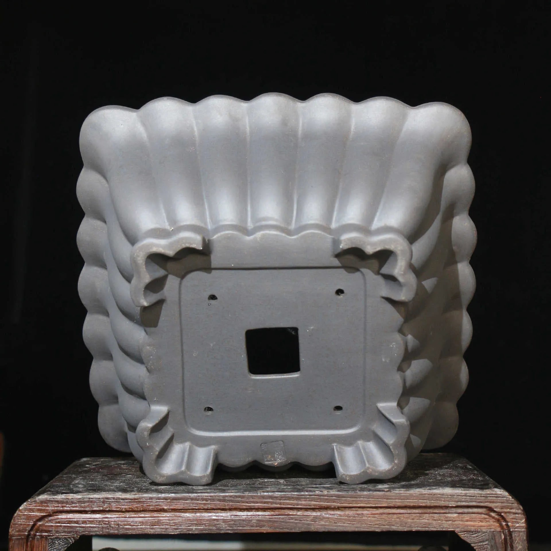 Purple sand ceramic square bonsai pot with breathable design and classical warp device styling
