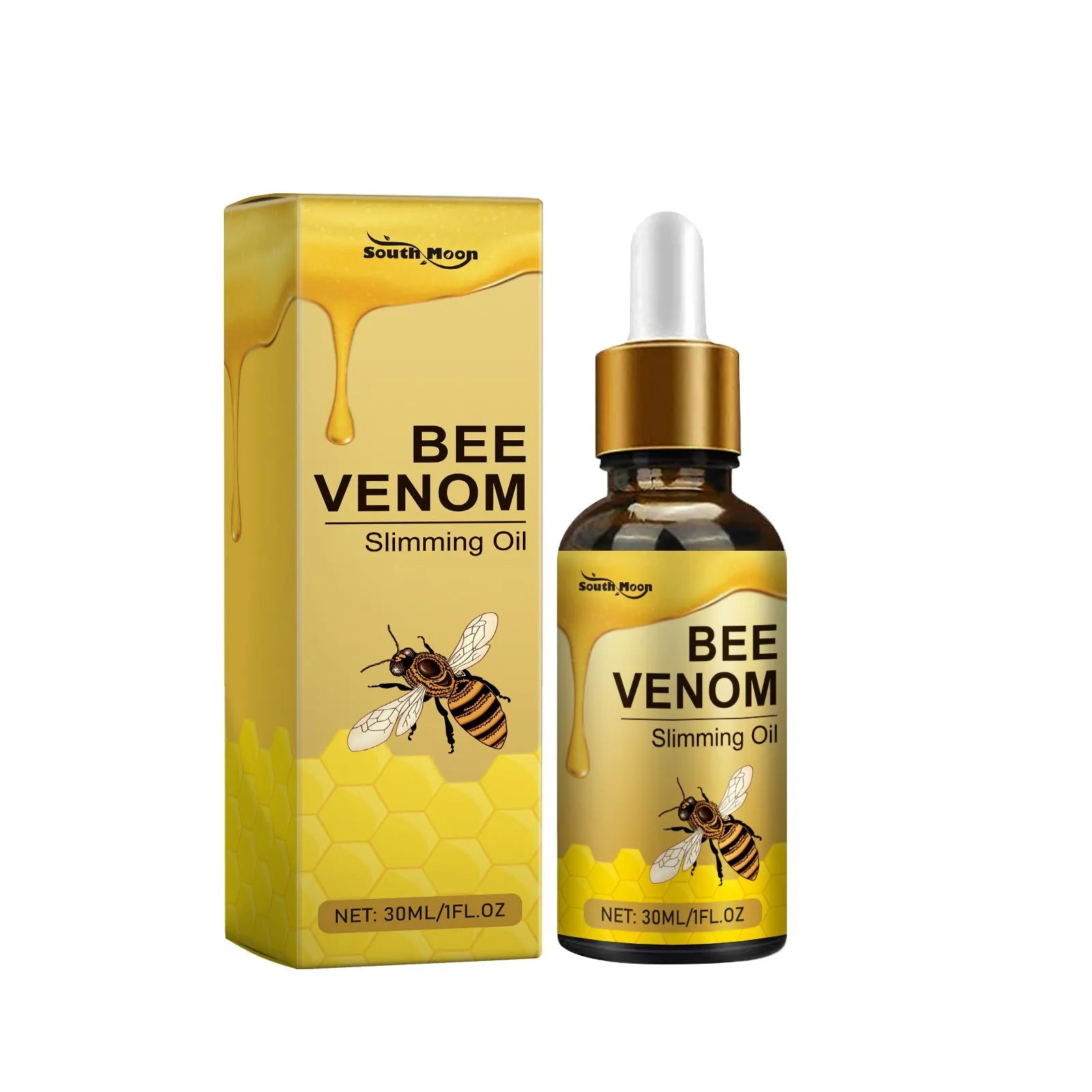 Bee venom slimming shaping essential oil 30ml in a portable bottle with coffee mint ginger chamomile extracts