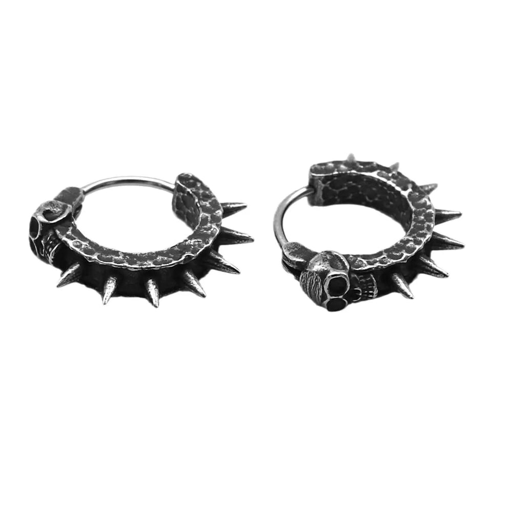 Copper-coloured geometric punk motorcycle earrings in alloy for men and women