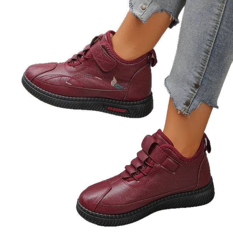 Women's black velvet shoes with hollow-out design and non-slip rubber soles