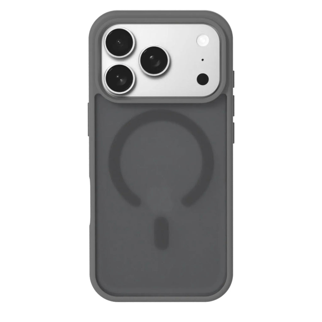Skin-feel magnetic phone case in antique white, frosted translucent back with built-in magnet for iPhone 13-17