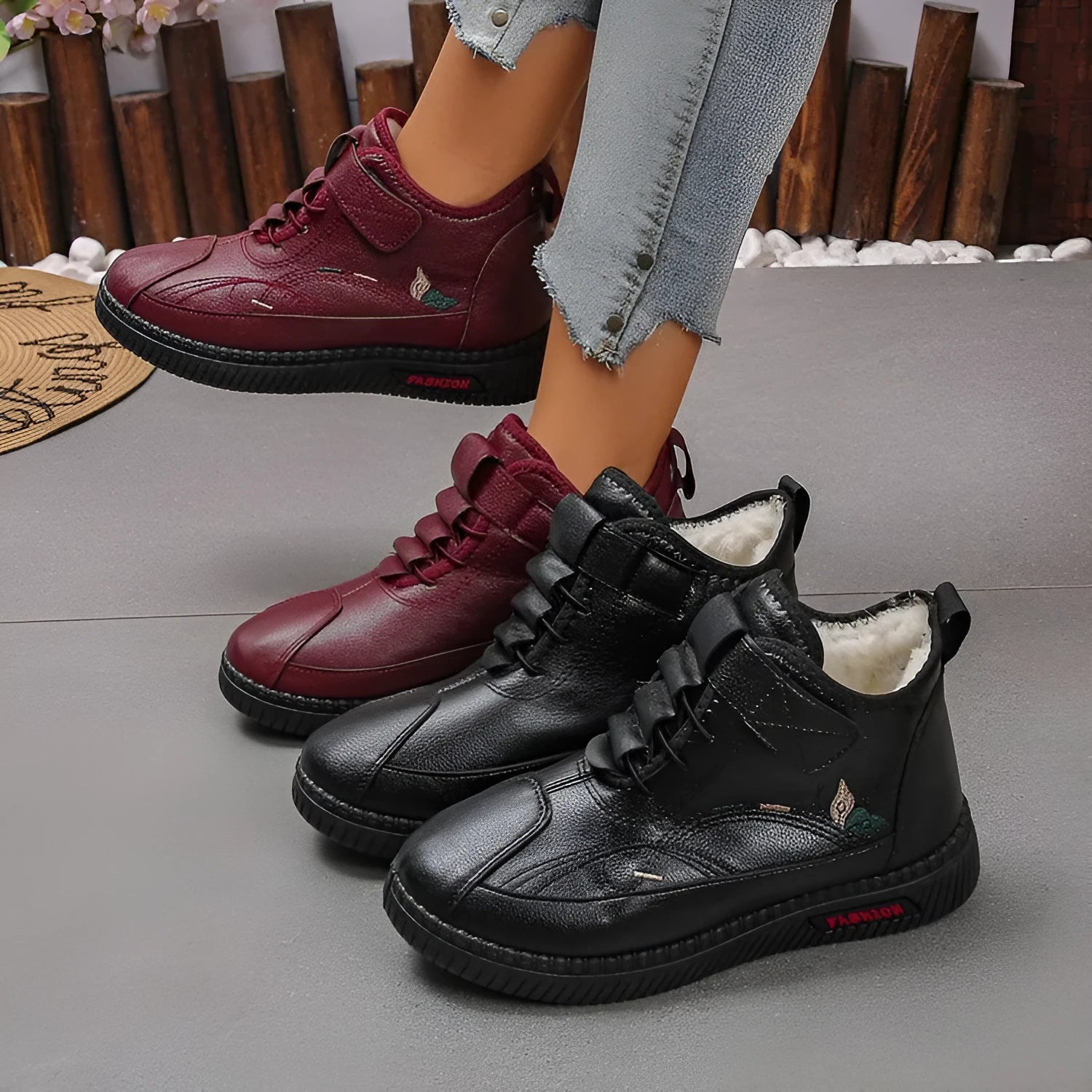 Women's black velvet shoes with hollow-out design and non-slip rubber soles