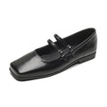 Women's silver genuine leather Mary Jane ballet flats with cross buckle strap and round toe