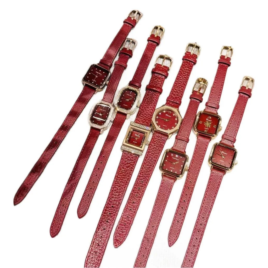 Chinese style alloy women's watch showing decorative patterns like camellia or octagonal diamond on a 8mm thick case.