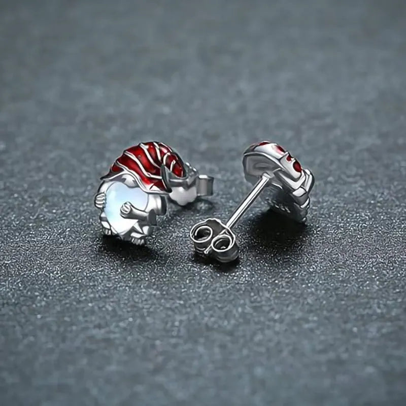 Women's Santa Claus heart earrings in white gold colour with copper electroplated construction
