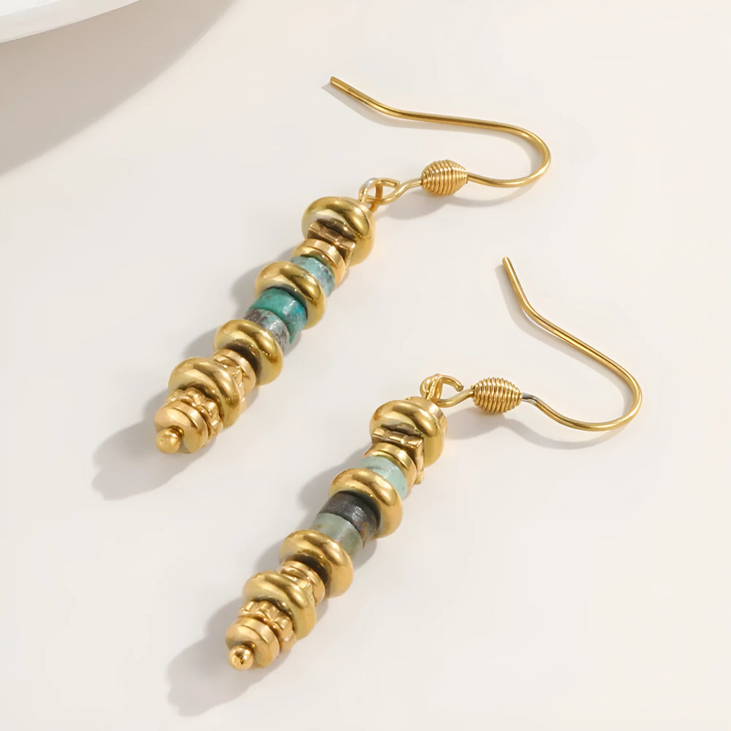 Geometric retro titanium steel earrings with 18K gold plating