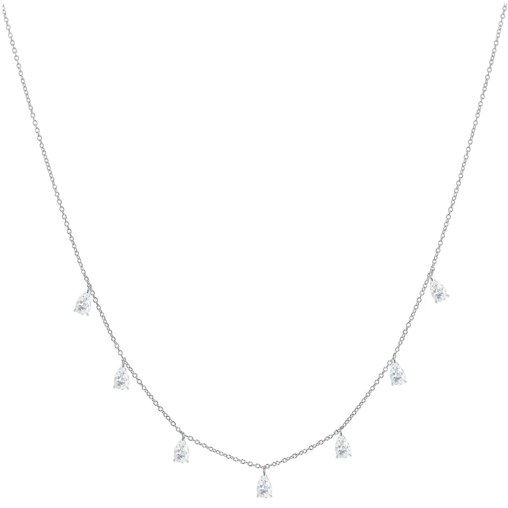 925 sterling silver necklace with triangular drop-shaped artificial zircon pendant on adjustable O-chain