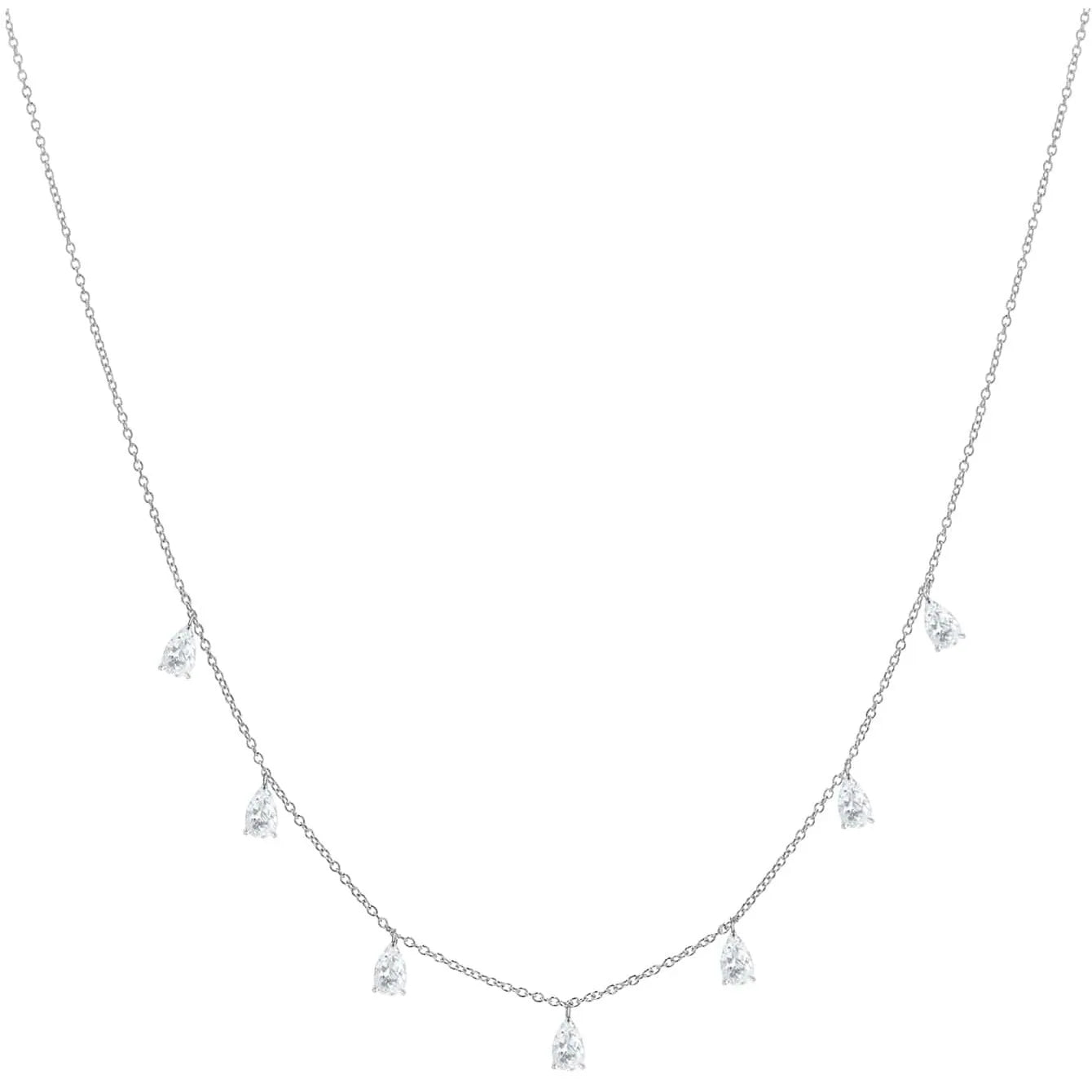 925 sterling silver necklace with triangular drop-shaped artificial zircon pendant on adjustable O-chain