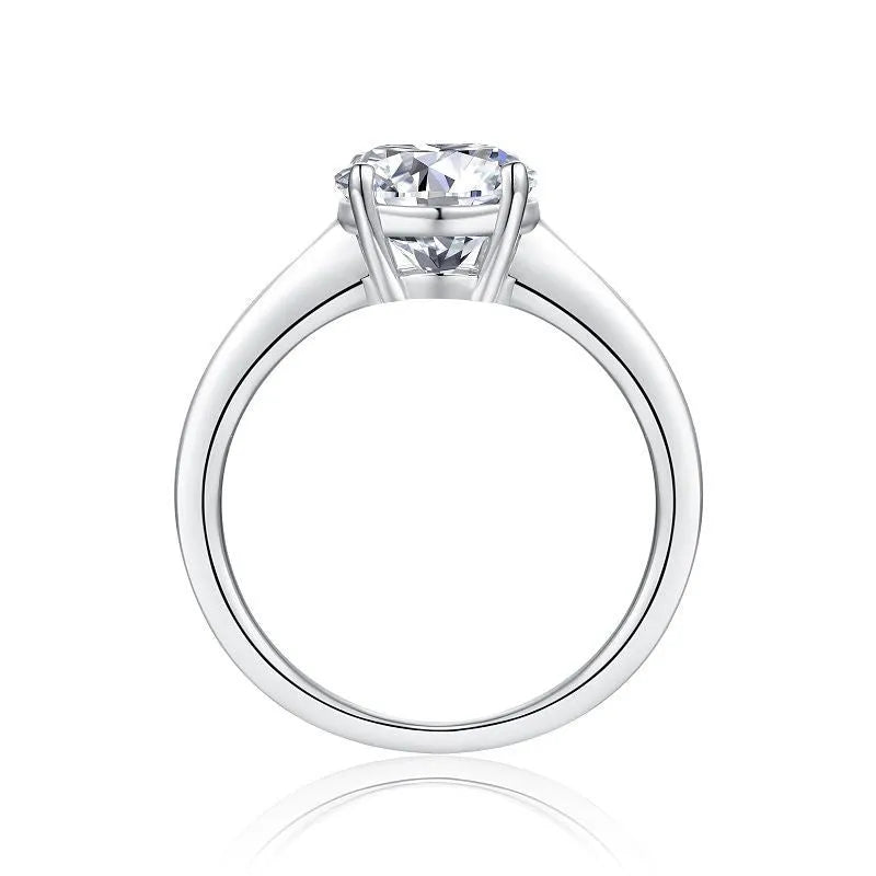 Twin 925 sterling silver non-fading women's ring with moissanite mosaic, geometric round shape, US size 7 on white background